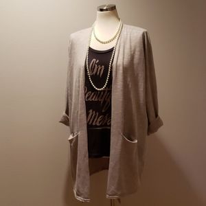 DONNI BROWN CARDIGAN SWEATER OPEN FRONT OVERSIZED BOHO CASUAL WOMENS SIZE OSFM